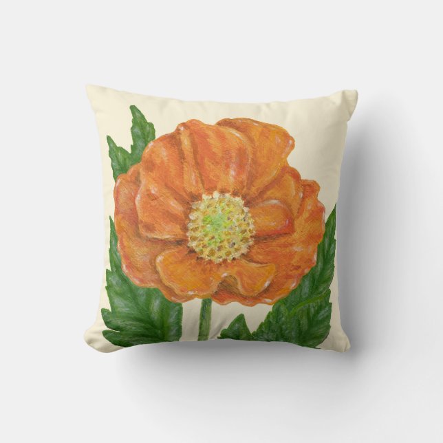 Coussin carré Orange Poppy (Recto)
