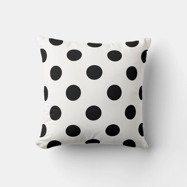 Coussin carré, Pois, noir et blanc (Recto)