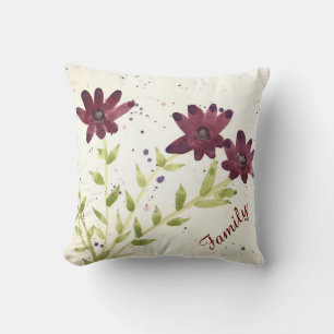 Coussin Carré réversible - Plum Bourgogne Floral