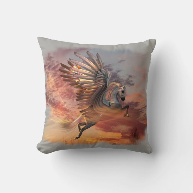 Coussin Carreau 16" de Pegasus de coucher du soleil x 16" (Recto)