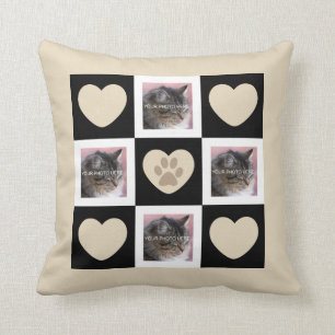 Coussin Carreau 16" de photos et de coeurs de polyester x