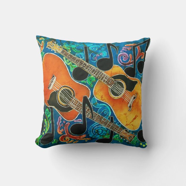 Coussin Carreau 16" de polyester de guitares x 16" (Recto)