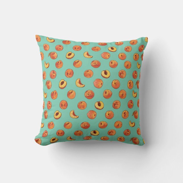 Coussin Carreau 16" de polyester de motif de pêche x 16" (Recto)