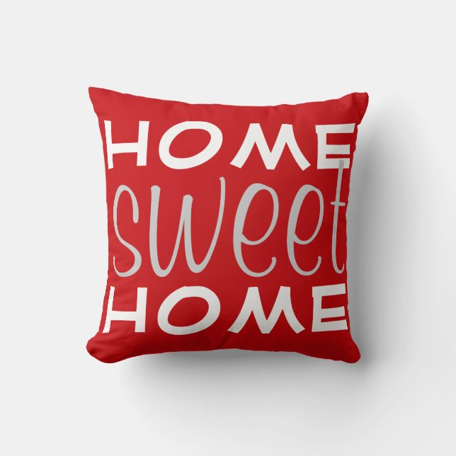 Coussin Carreau à la maison doux à la maison rouge (Recto)