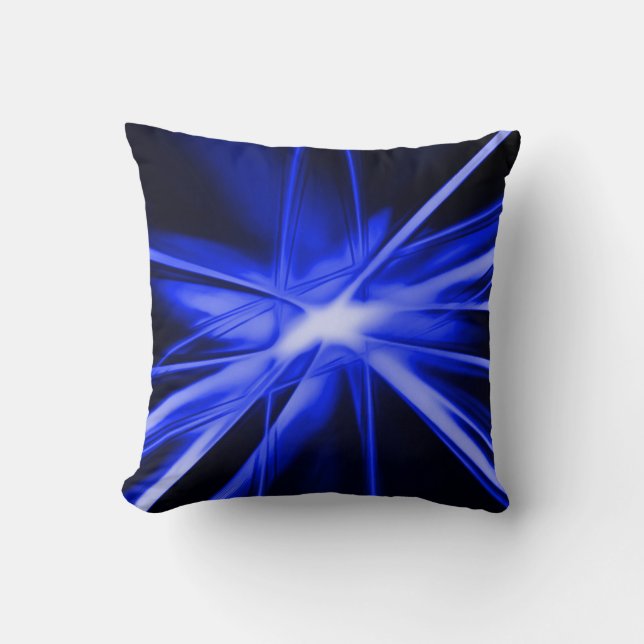 Coussin Carreau abstrait bleu d'art d'aerographe de (Recto)