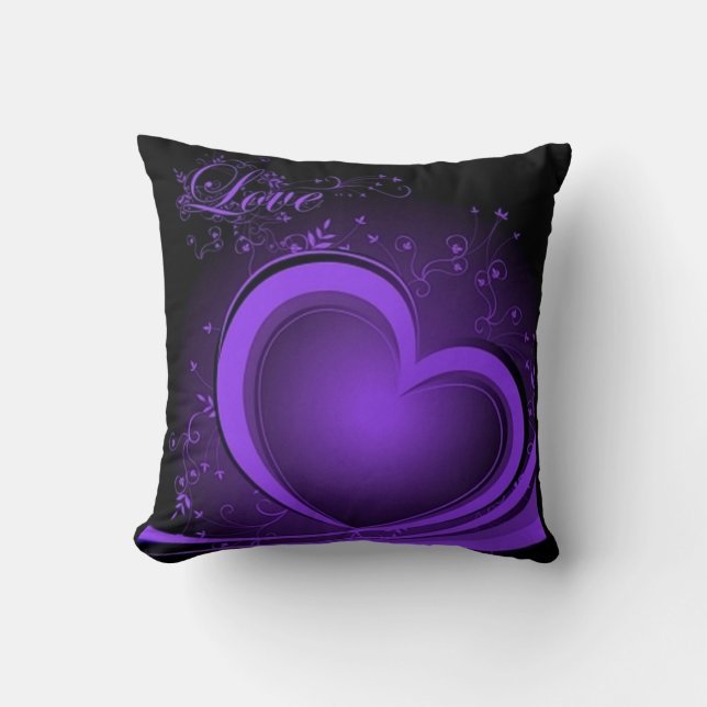Coussin Carreau abstrait de coeur de pourpre (Recto)