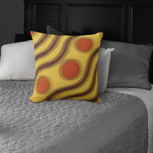 Coussin Carreau abstrait de jaune orange et de brun