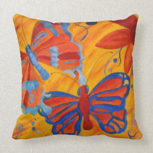 Coussin Carreau abstrait de papillon de monarque de