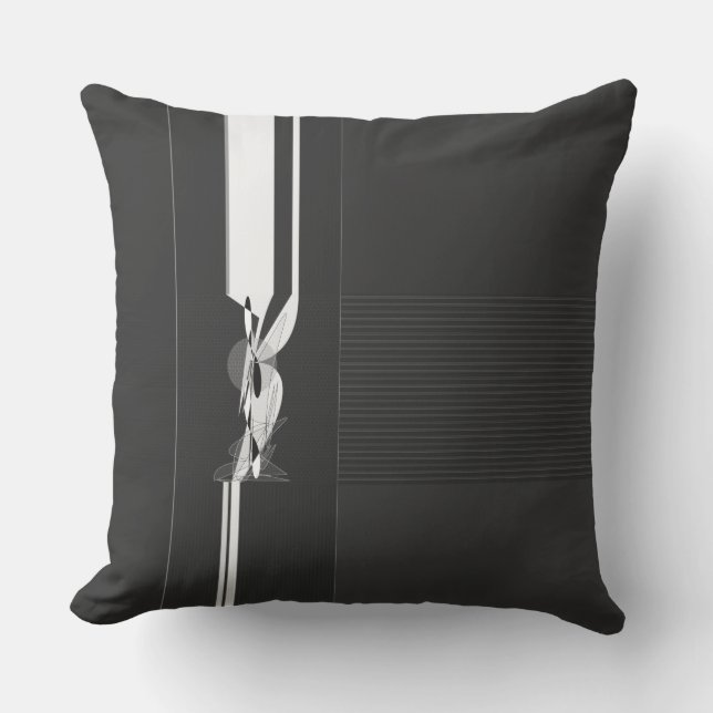 Coussin Carreau abstrait noir et blanc moderne (Recto)