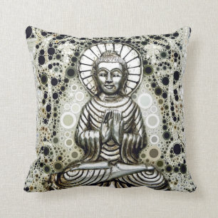 Coussin Carreau argenté de Bouddha