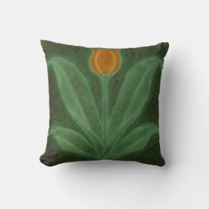 Coussin Carreau Art Nouveau Tulipe Jaune Vert Repro