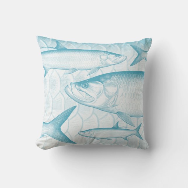 Coussin Carreau atlantique bleu de tarpon d'Aqua (Recto)