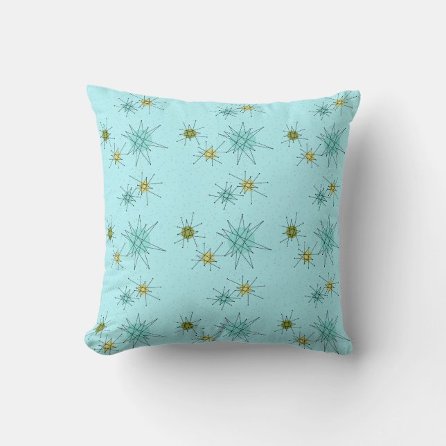 Coussin Carreau atomique bleu de Starbursts des oeufs de (Recto)