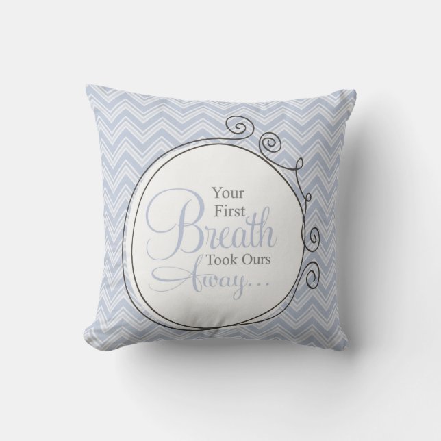 Coussin Carreau bleu/blanc de votre premier souffle - (Recto)