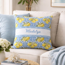 Carreau bleu blanc Motif Méditerranéen Nom citron