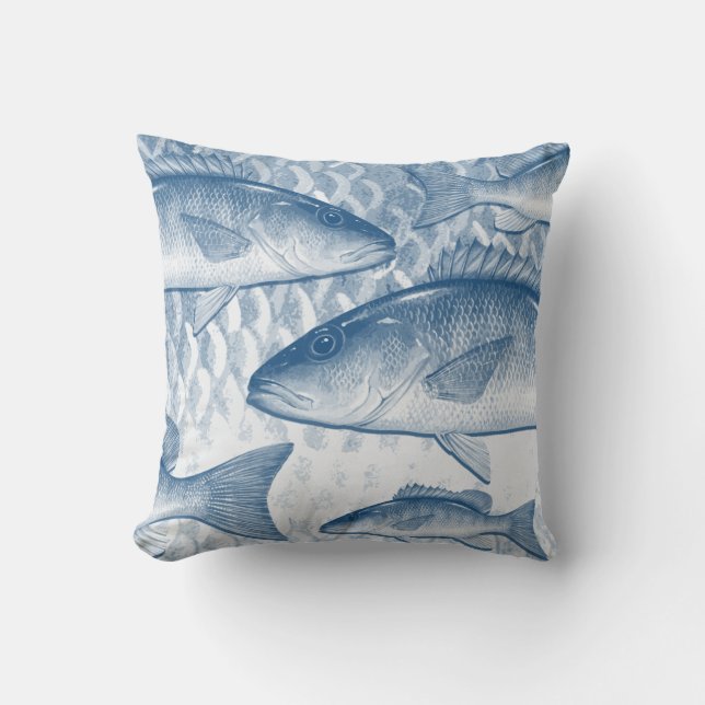 Coussin Carreau bleu de cordelette de palétuvier (Recto)