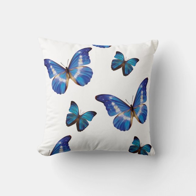 Coussin Carreau bleu de papillons (Recto)