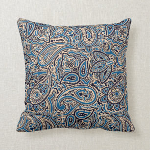 Coussin Carreau bleu et bronzage de Paisley