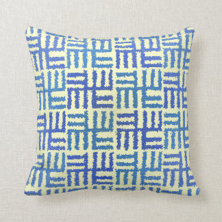 Coussin Carreau bleu et jaune-clair de motif
