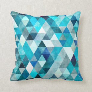 Coussin Carreau bleu moderne d'abrégé sur aquarelle