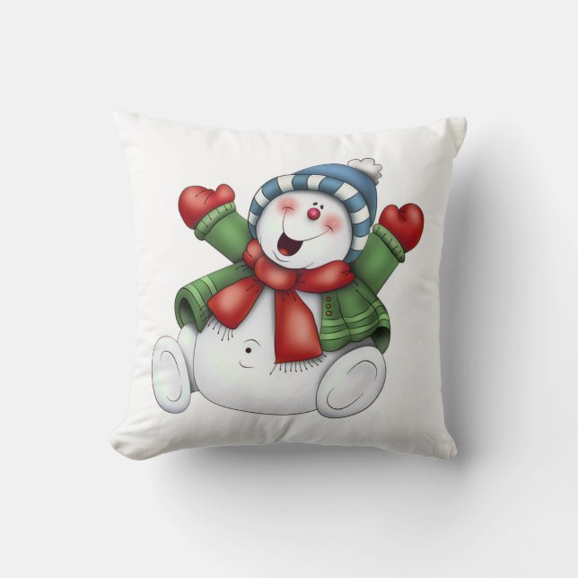 Coussin Carreau/bonhomme de neige de Noël (Recto)