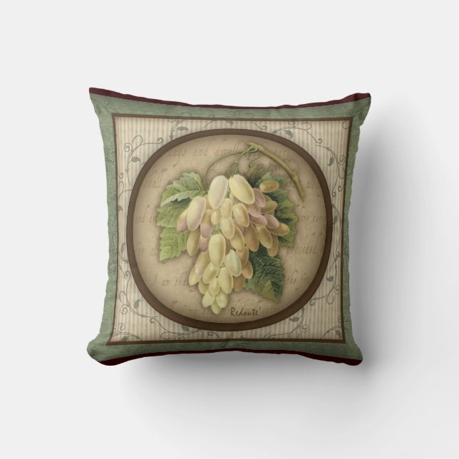 Coussin Carreau botanique de raisins (Recto)