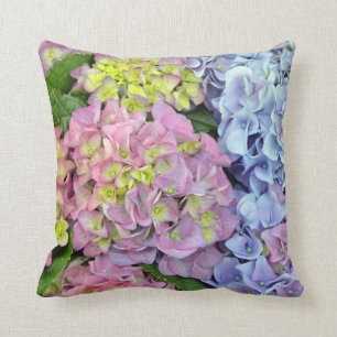 Coussin Carreau coloré d'impression de fleur d'hortensia