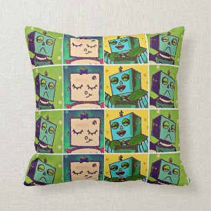 Coussin Carreau comique d'art de robot