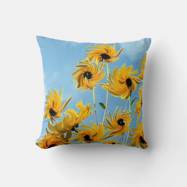 Coussin Carreau d'accent d'impressions de tournesol (Recto)