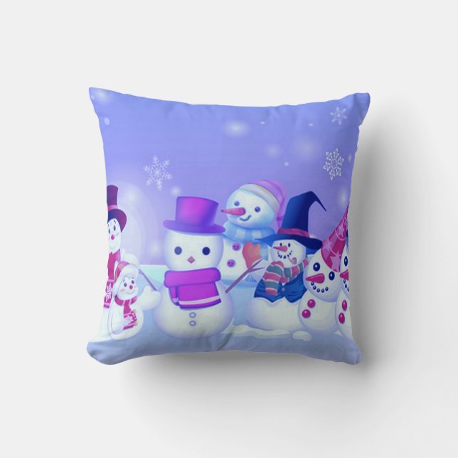 Coussin Carreau d'amis de bonhomme de neige (Recto)