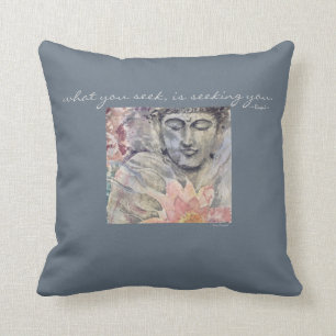 Coussin Carreau d'art d'aquarelle de Bouddha de citation