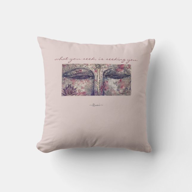 Coussin Carreau d'art d'aquarelle de Bouddha de citation (Recto)