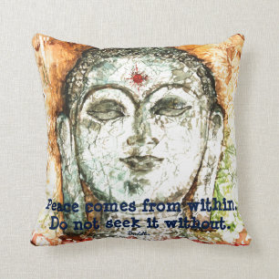 Coussin Carreau d'art d'aquarelle de citation de paix de