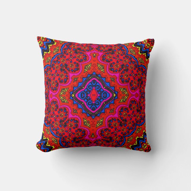 Coussin Carreau d'art de mandala de zen de zèbre (Recto)