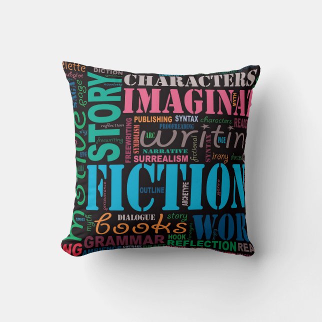 Coussin Carreau d'art du mot de l'auteur de fiction (Recto)