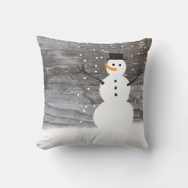 Coussin Carreau de bonhommes de neige de danse de Noël (Recto)