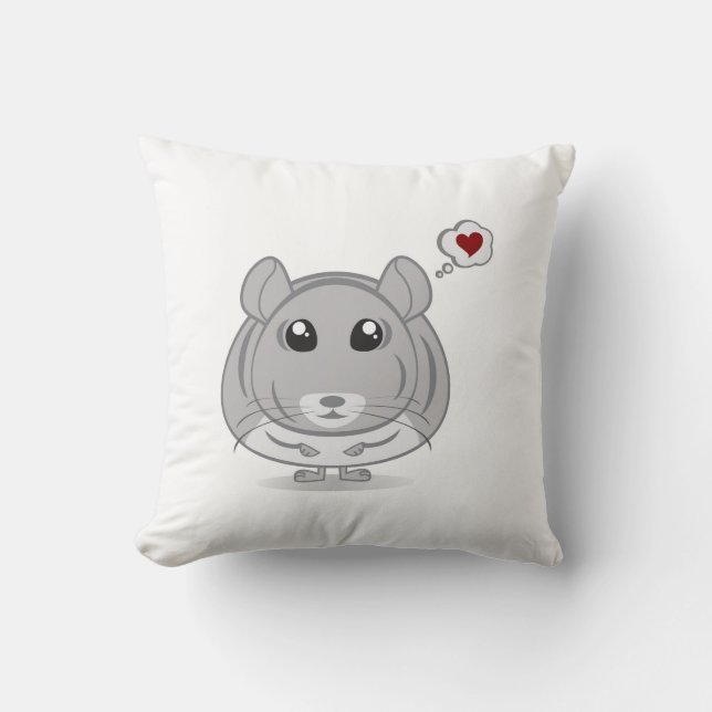 Coussin Carreau de bulle de pensée d'amour de chinchilla (Recto)