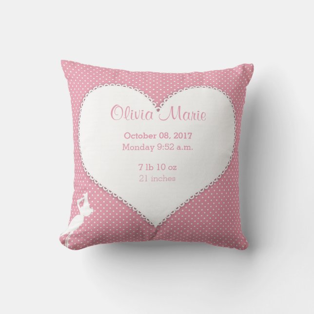 Coussin Carreau de cigogne de coeur de bébé de stat de (Recto)