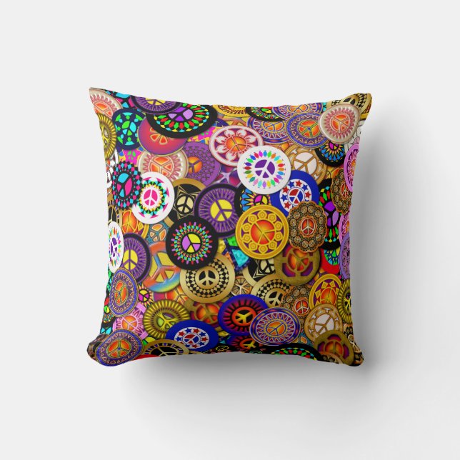 Coussin Carreau de collage de signes de paix (Recto)
