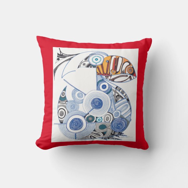 Coussin Carreau de coton d'envie de voyager de Puffin/ (Recto)