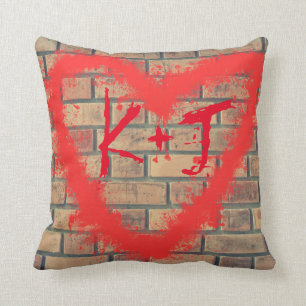 Coussin Carreau de coutume de mur de briques et de coeur