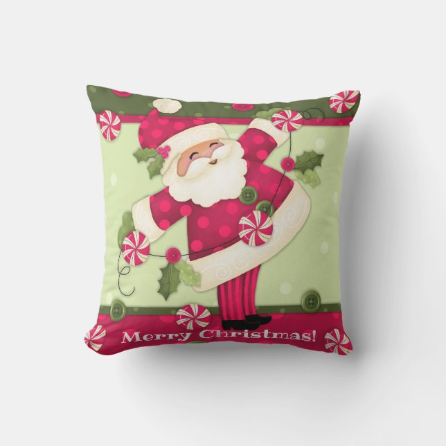 Coussin Carreau de coutume de Père Noël de menthe poivrée (Recto)