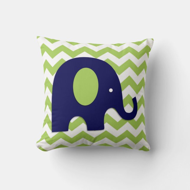 Coussin Carreau de crèche d'éléphant de vert de chaux de (Recto)