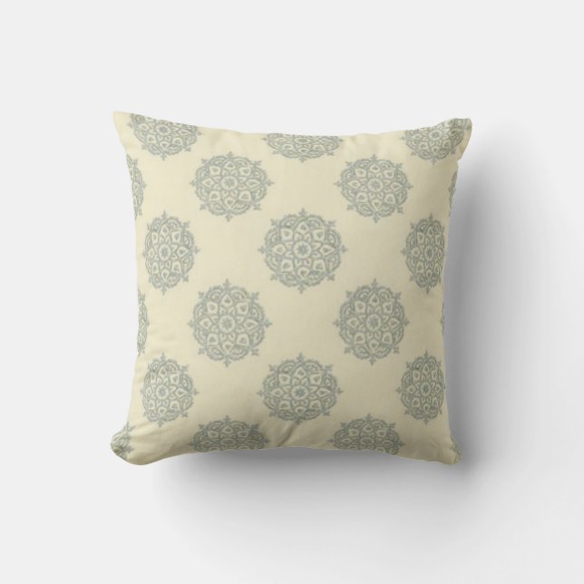 Coussin Carreau de crème et de médaillon de bleus layette (Recto)