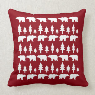 Coussin Carreau de cru de Noël d'OURS BLANCS et d'ARBRES