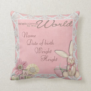 Coussin Carreau de faire-part de naissance