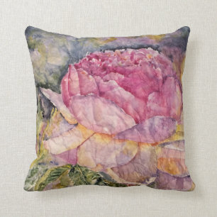 Coussin Carreau de fleur de rose de rose d'aquarelle