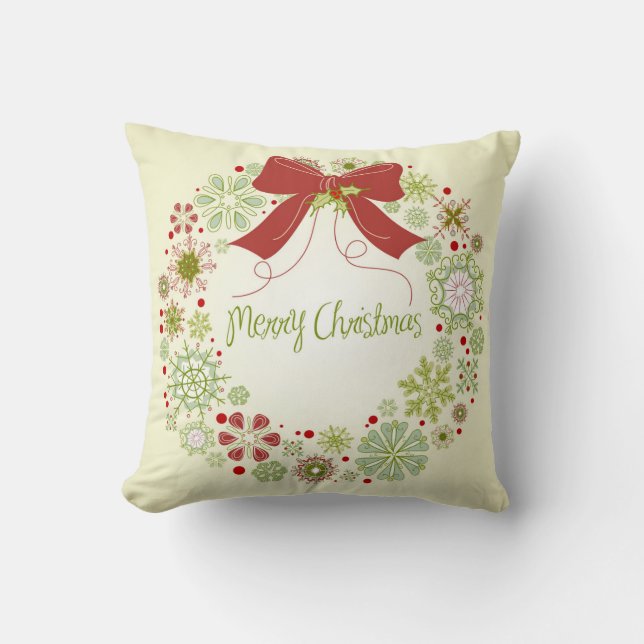 Coussin Carreau de guirlande de Joyeux Noël (Recto)