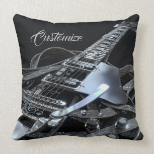 Coussin Carreau de guitare électrique de gris argenté