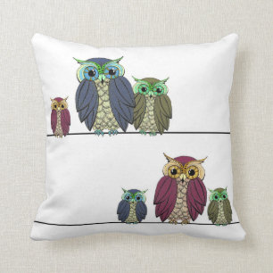 Coussin Carreau de hibou de déclaration